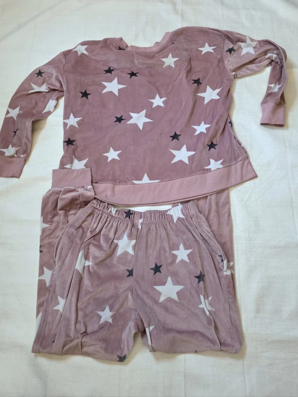 Simply Vera Vera Wang Pink Star Plush Pajama Set Sweatshirt Jogger Size Small
